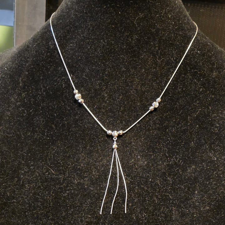 18K White Gold Triple Drop, Triple Station Necklace