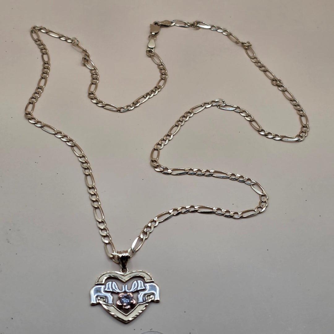 14K Tri-Color Gold & Diamond Elephant Heart Good Luck Necklace