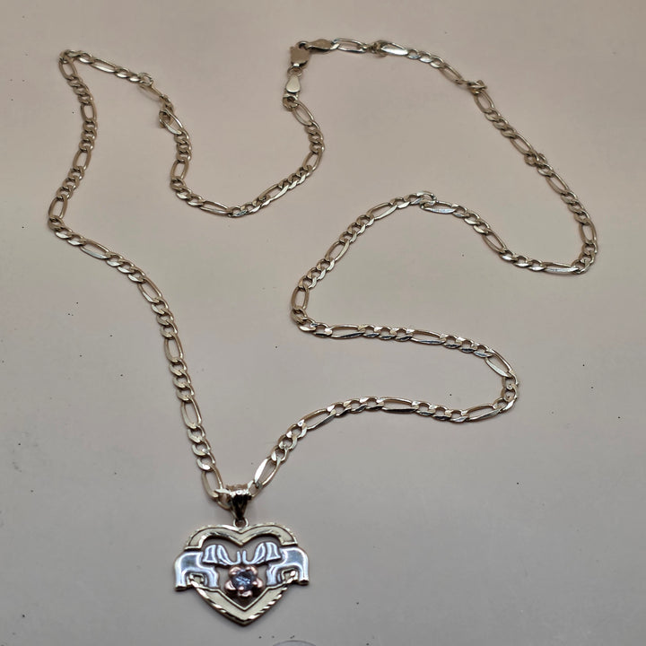 14K Tri-Color Gold & Diamond Elephant Heart Good Luck Necklace