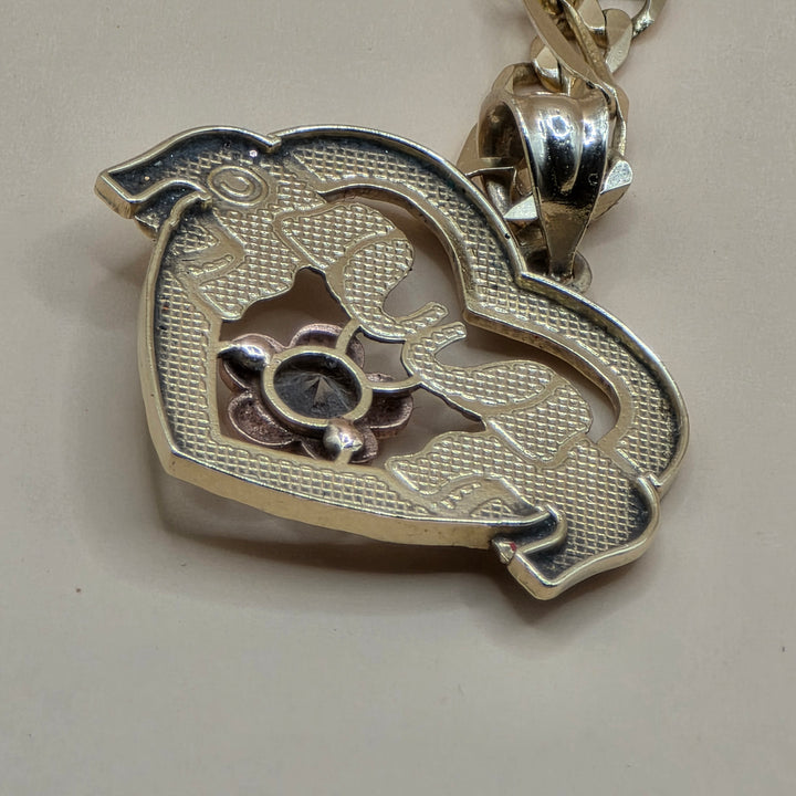 14K Tri-Color Gold & Diamond Elephant Heart Good Luck Necklace