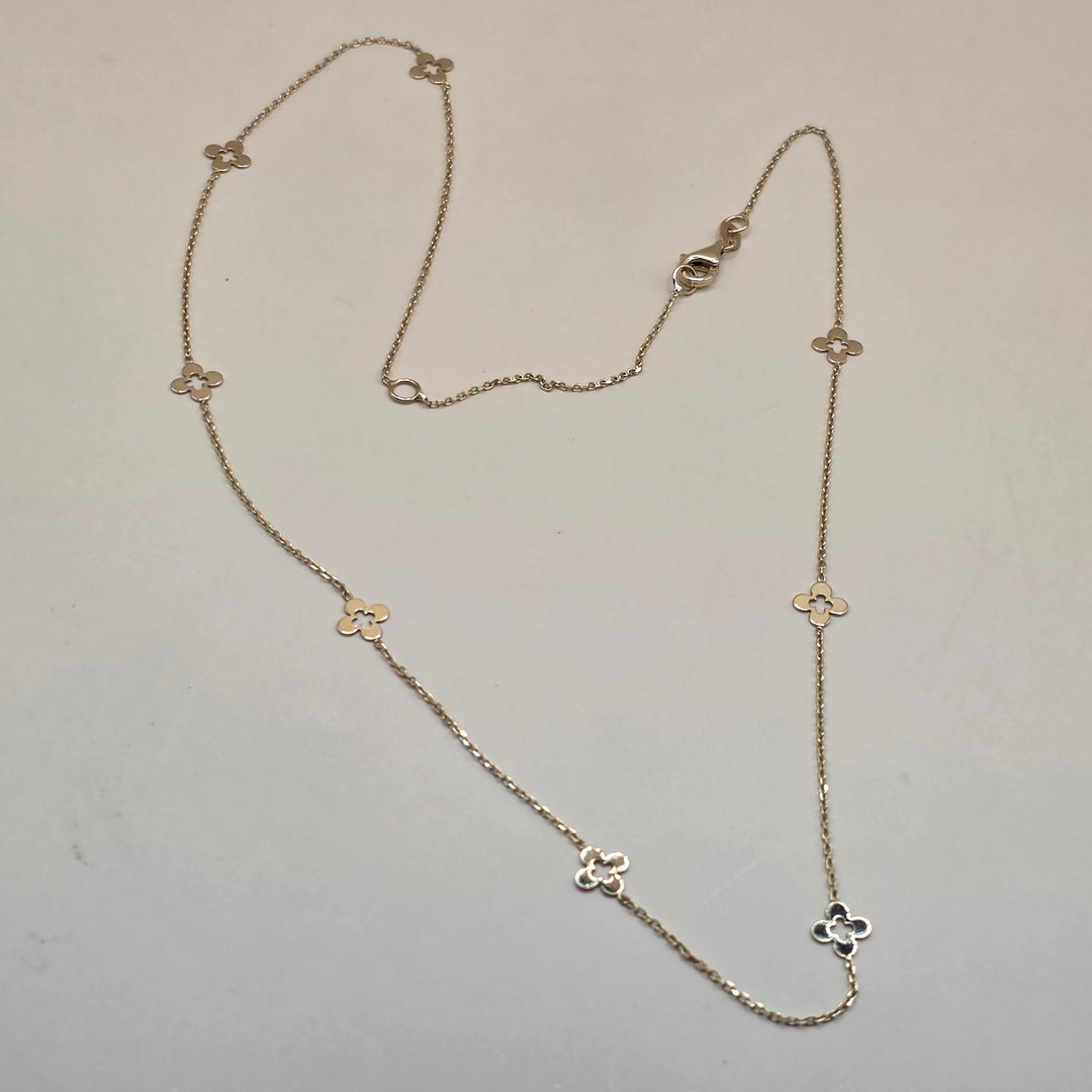 14K Gold, 8 Station Van Cleef Style Necklace