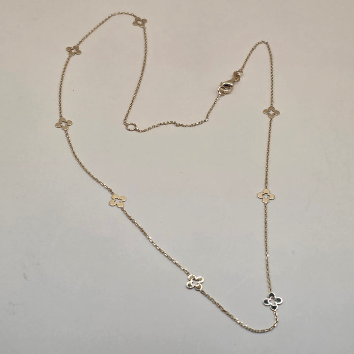 14K Gold, 8 Station Van Cleef Style Necklace
