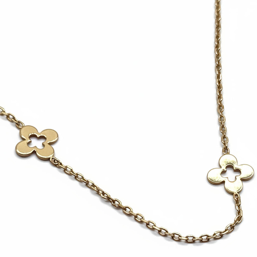 14K Gold, 8 Station Van Cleef Style Necklace
