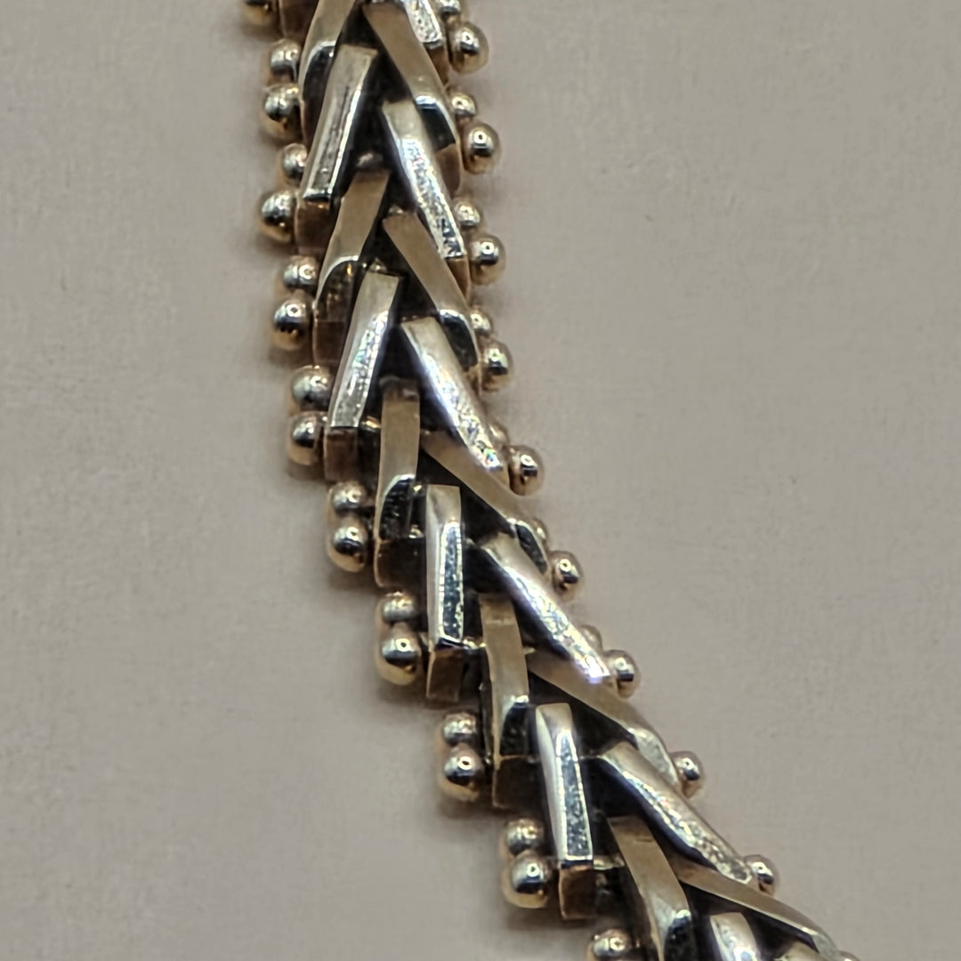 14K Gold Knotted Wheat Link Bracelet