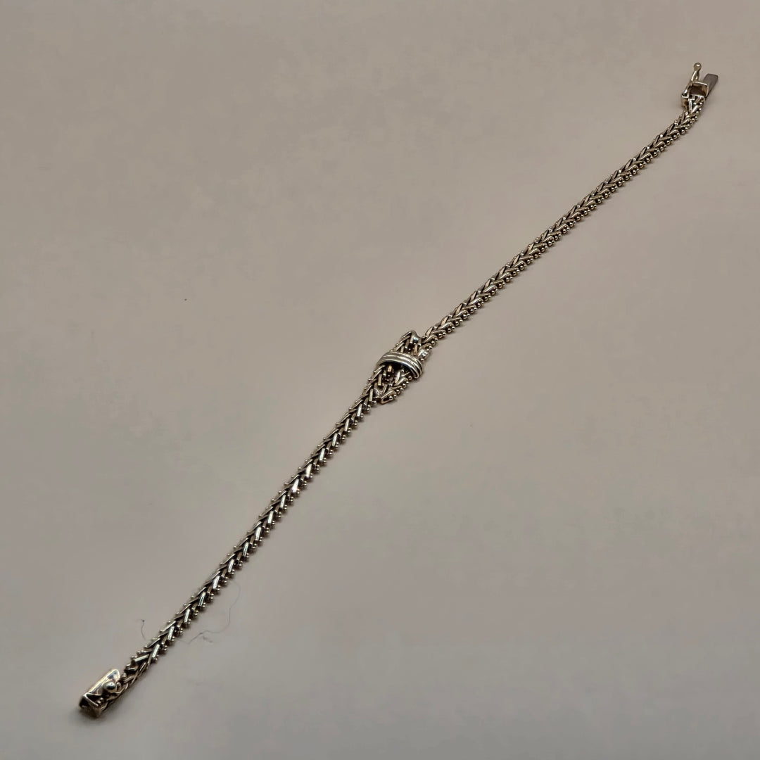 14K Gold Knotted Wheat Link Bracelet