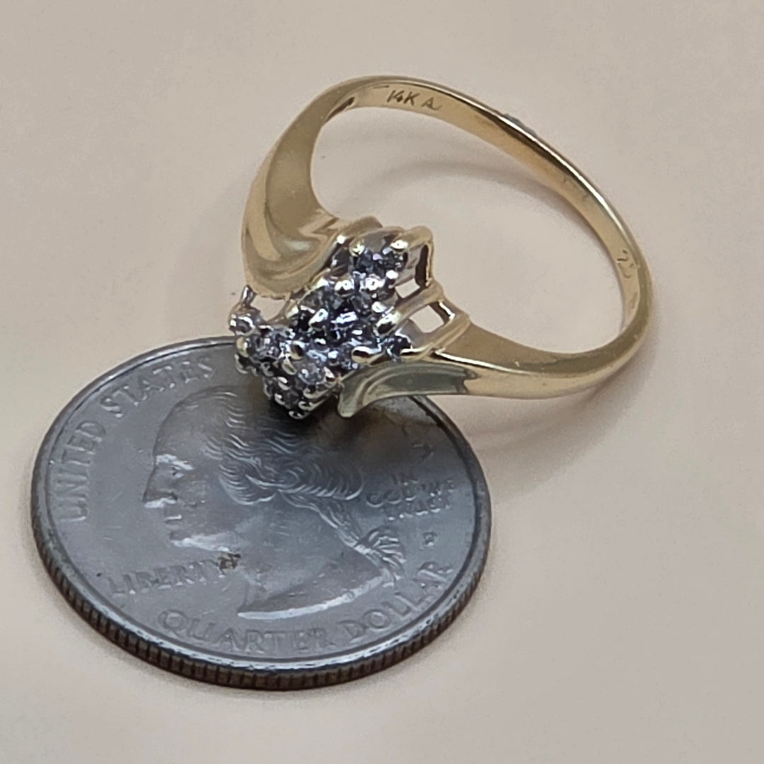 14K Gold & Diamond Cluster Statement Ring