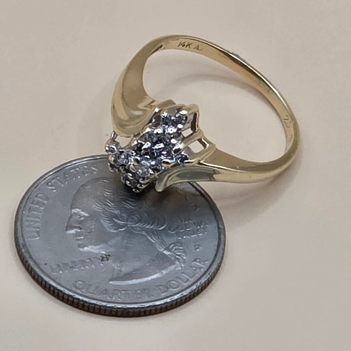 14K Gold & Diamond Cluster Statement Ring