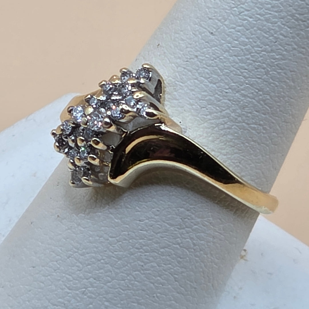 14K Gold & Diamond Cluster Statement Ring