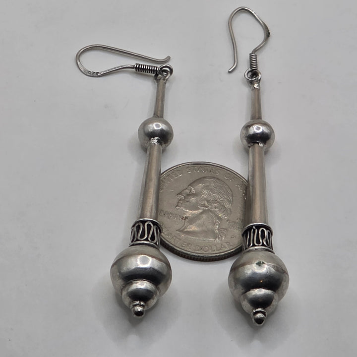 Sterling Silver Torpedo Drop Dangle Earrings