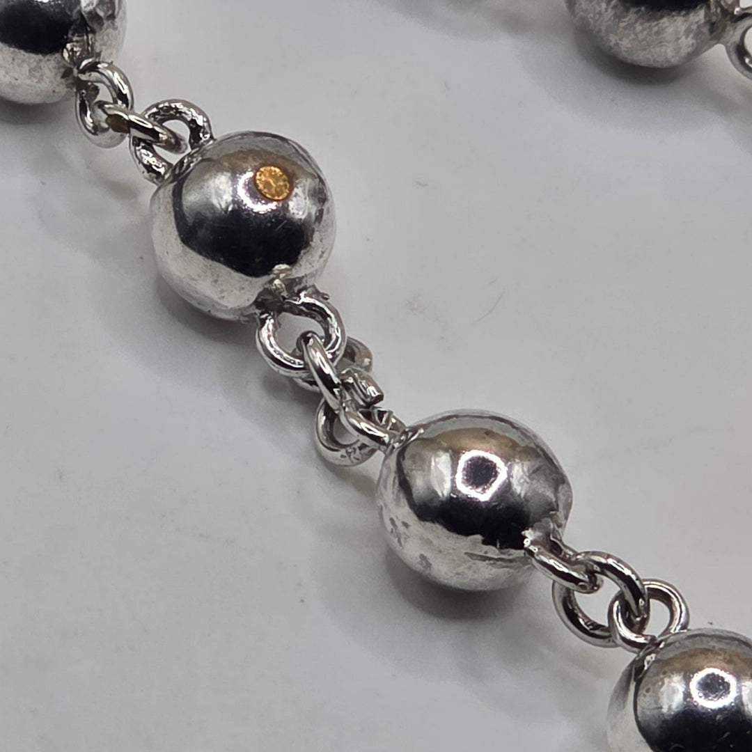 Sterling Silver Beaded Necklace and Bracelet Combo