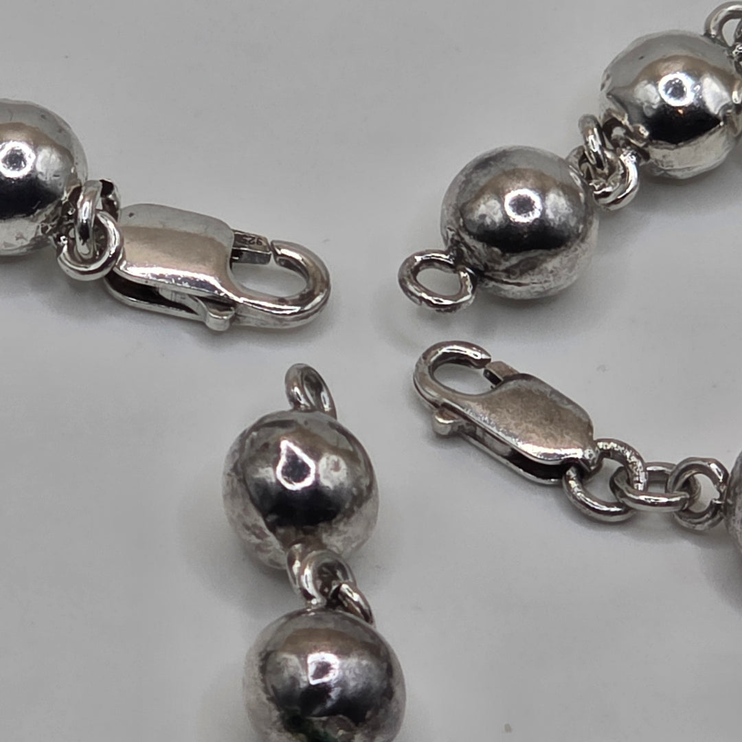 Sterling Silver Beaded Necklace and Bracelet Combo