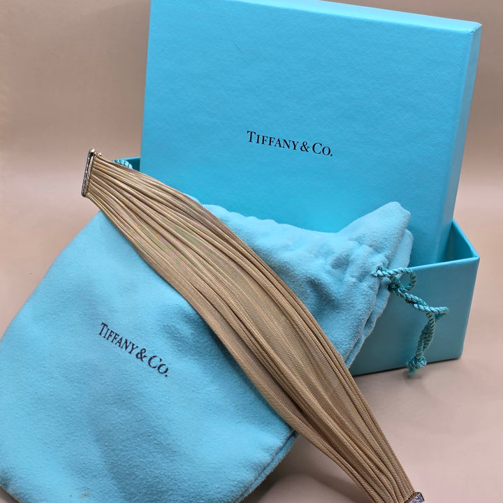 18K Gold, Platinum & Diamond Tiffany & Co Somerset Mesh Bracelet