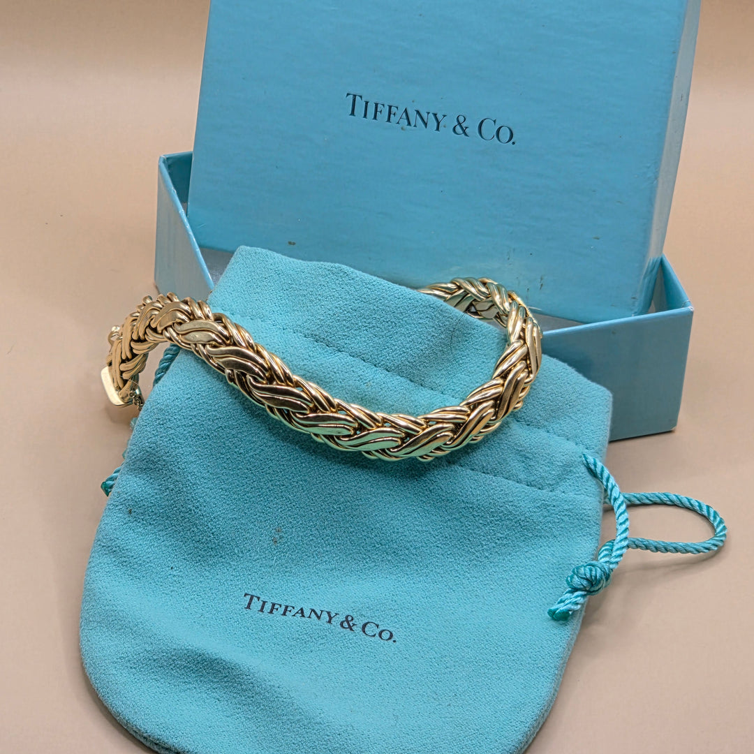 18K Gold Tiffany Russian Weave Byzantine Bracelet