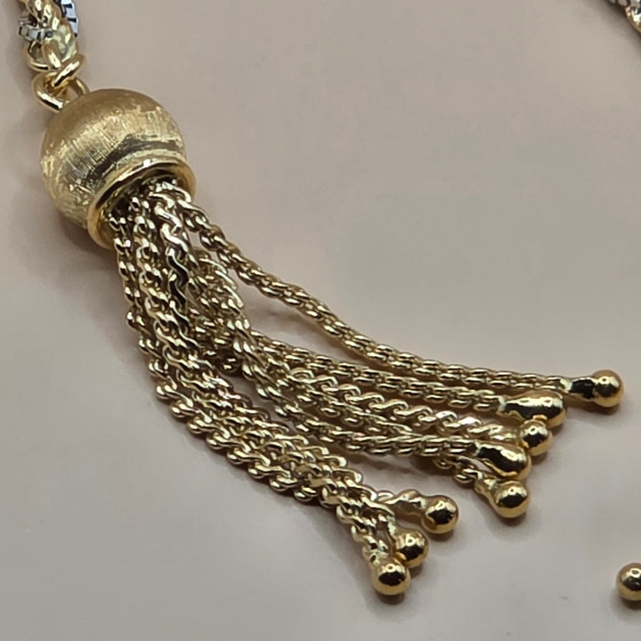 18K Gold Twisted Rope & Box Link Tassel Necklace