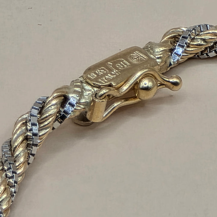 18K Gold Twisted Rope & Box Link Tassel Necklace