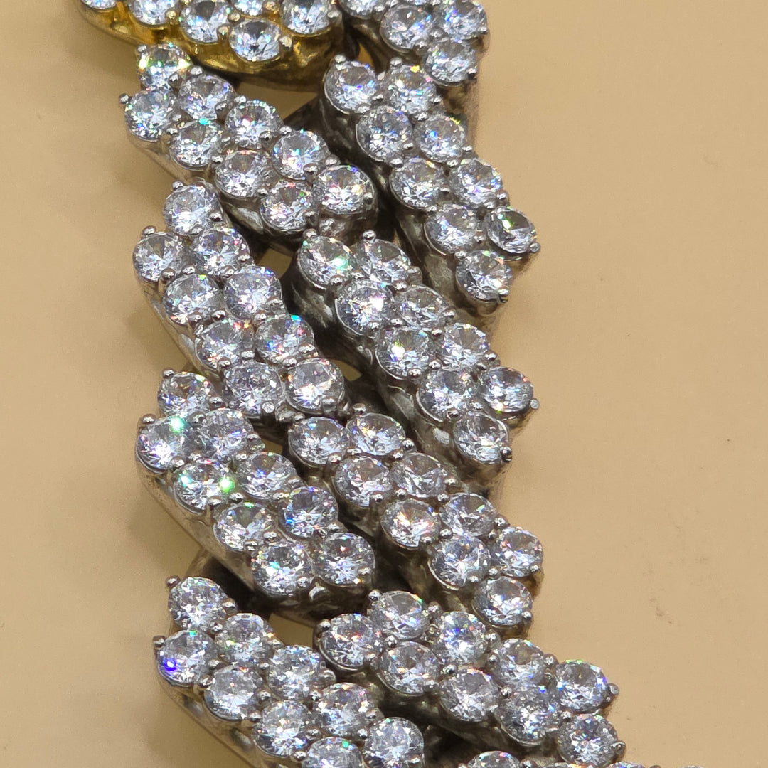 Sterling Silver Ultra Bling Over-Sized Iced Out Cuban Necklace