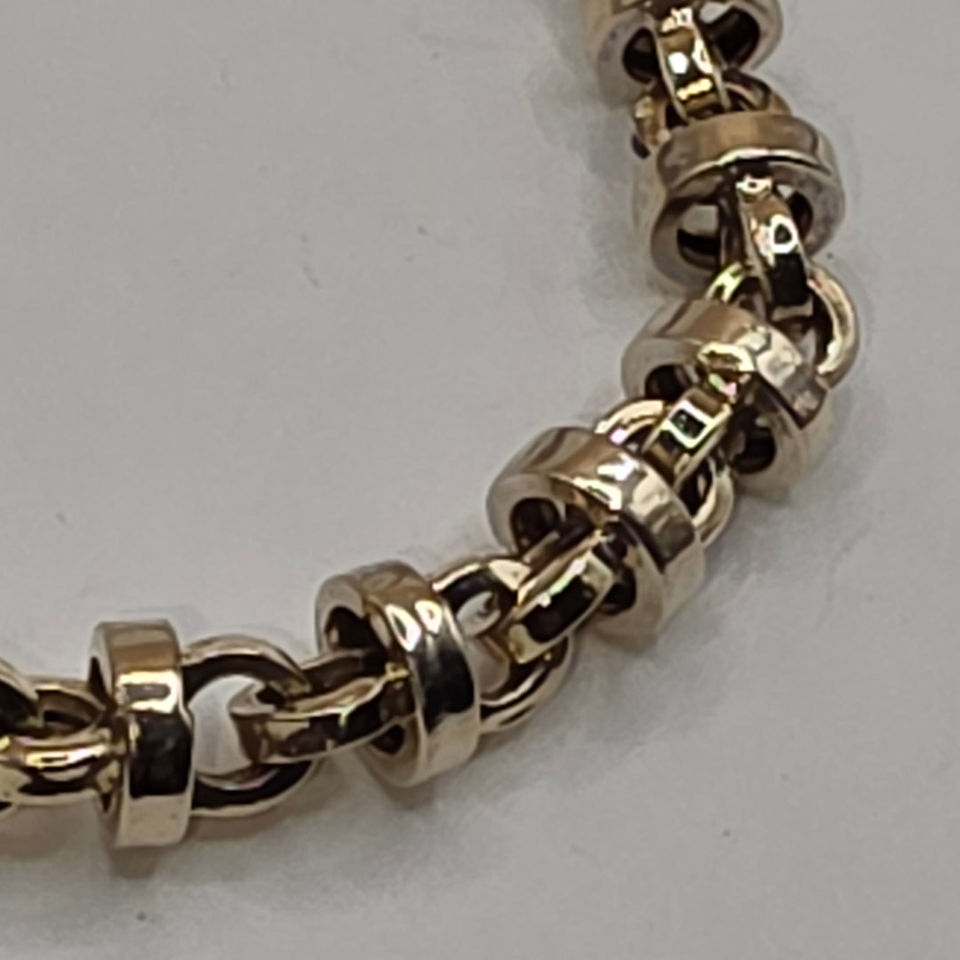 14K Gold Rondel Station Link Bracelet