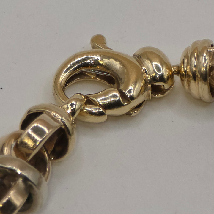 14K Gold Rondel Station Link Bracelet