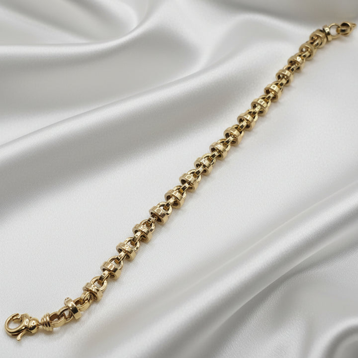 14K Gold Rondel Station Link Bracelet