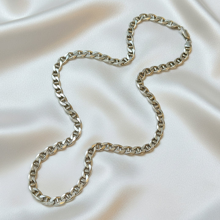 Heavy Sterling Silver Traditional Anchor Link Necklace