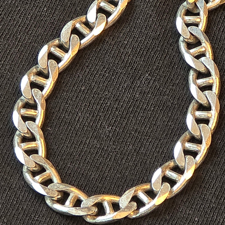 Heavy Sterling Silver Traditional Anchor Link Necklace