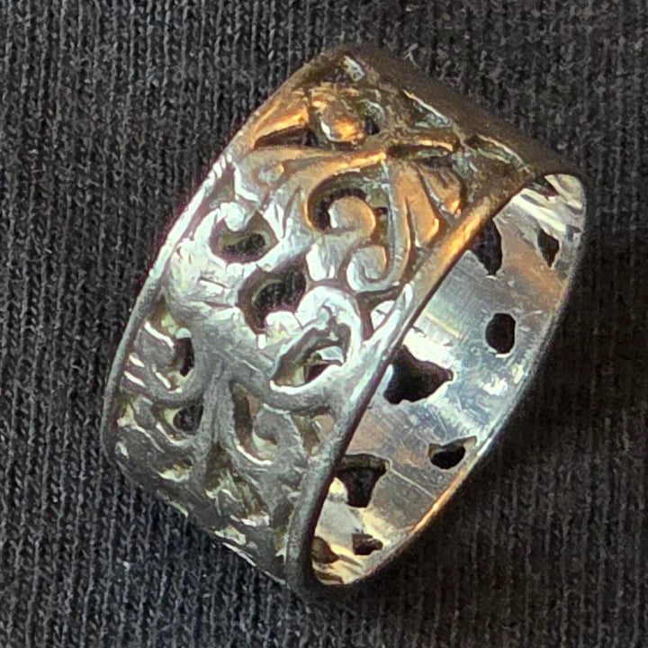 Sterling Silver Abstract Floral Vine Statement Ring