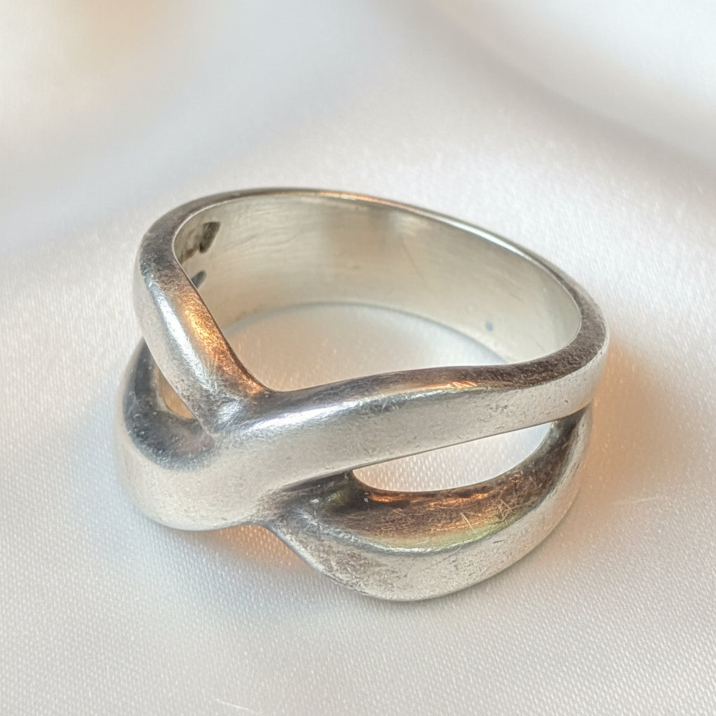 Sterling Silver Crossover Fluid Design Statement Ring