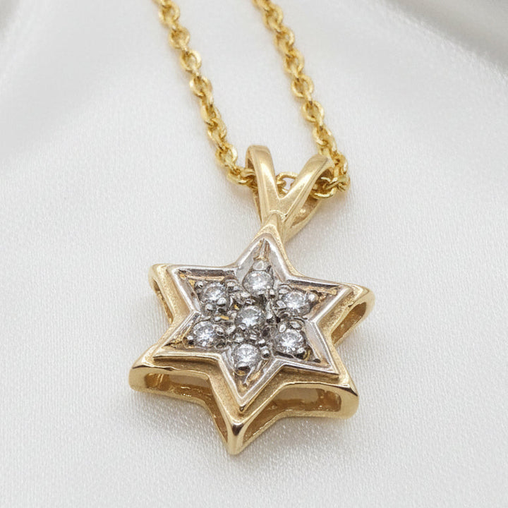 14K Gold & Diamond Symmetrical 6-Point Star Choker