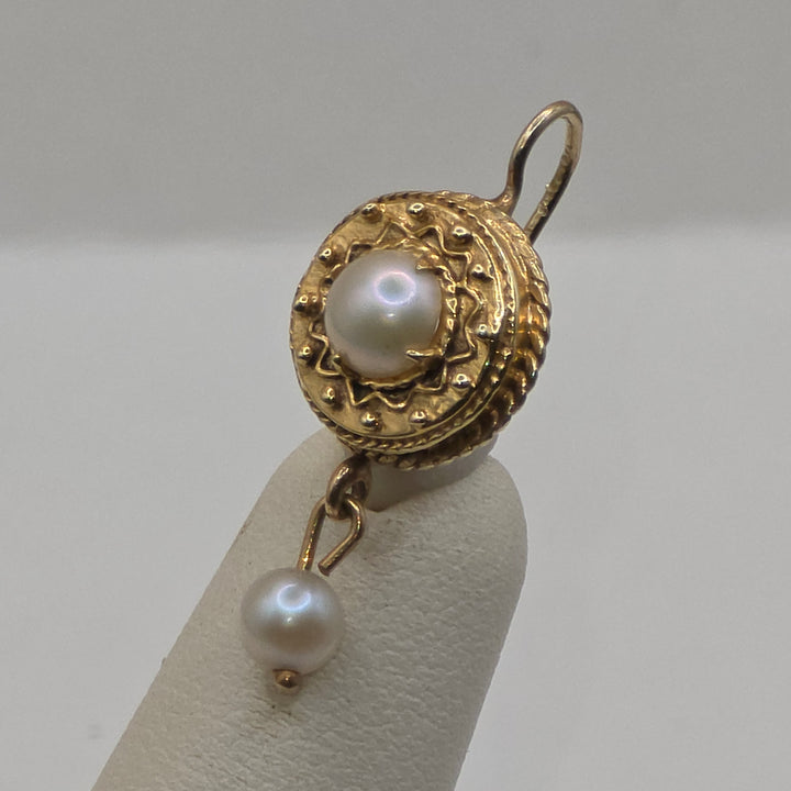 14K Gold Filigree Design Dangle Earrings