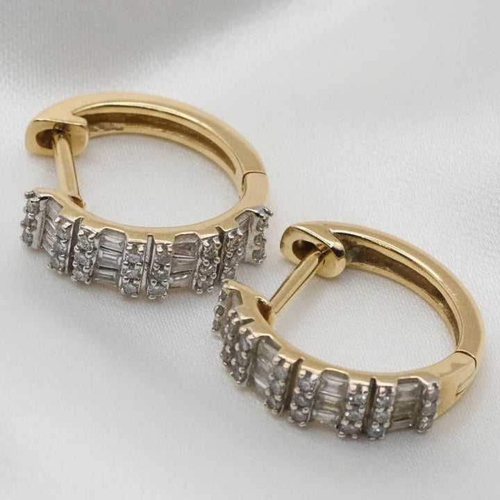 10k Gold & CZ Small Hoop Earrings