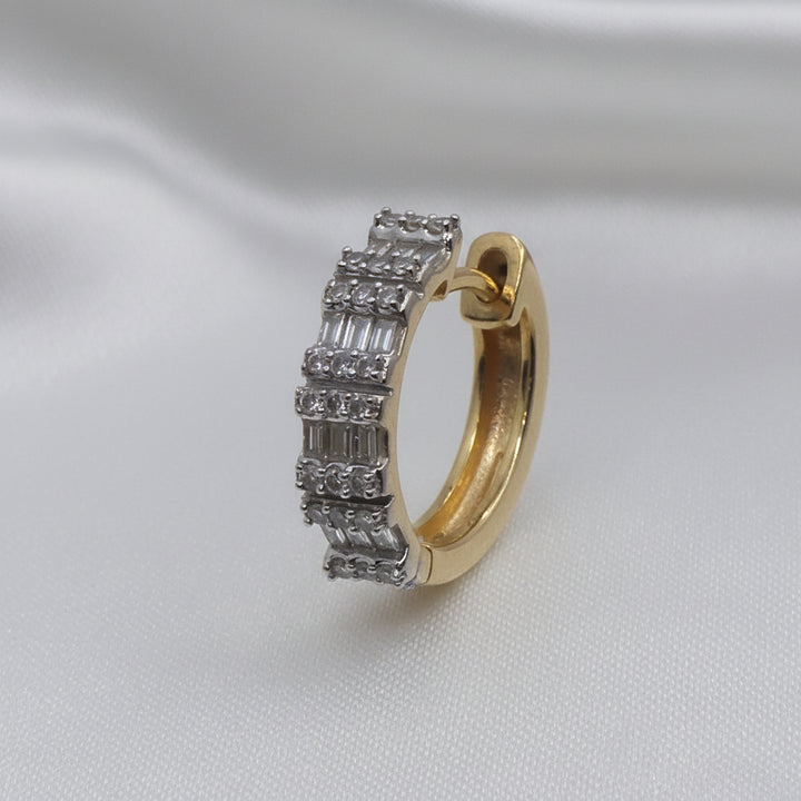 10k Gold & CZ Small Hoop Earrings