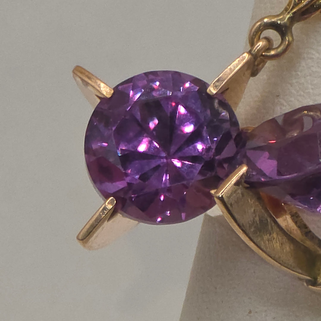 14K Gold & Large Amethyst Dangle Earrings