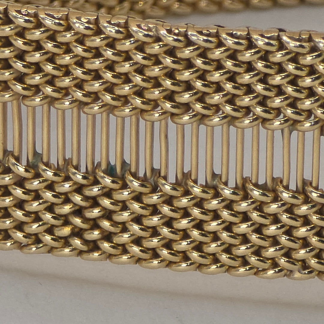 Spectacular 14K Gold, Diamond & Enameled Double Weave Bracelet