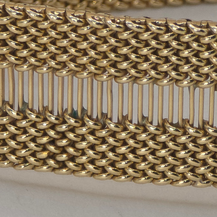 Spectacular 14K Gold, Diamond & Enameled Double Weave Bracelet