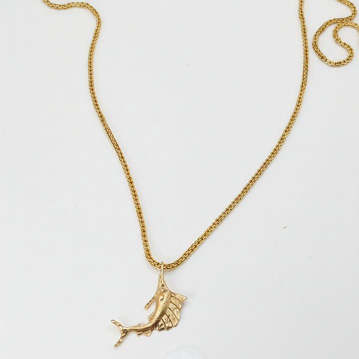 14K Gold Deep Sea Fishing Marlin Necklace