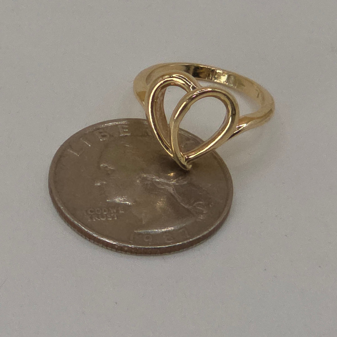 14K Gold Abstract Asymmetrical Elegant Open Heart Ring