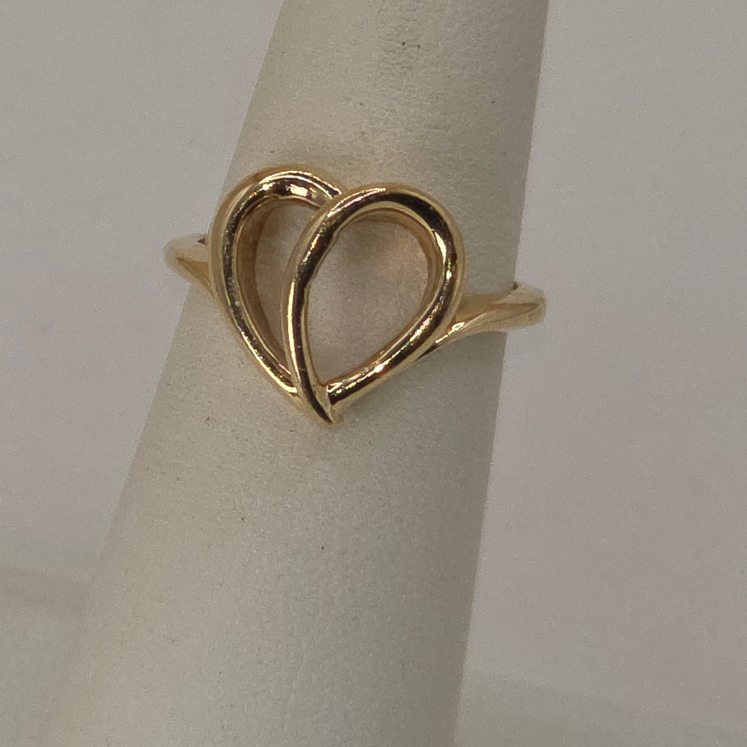 14K Gold Abstract Asymmetrical Elegant Open Heart Ring