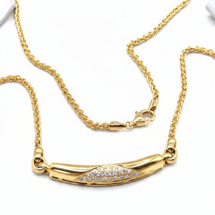 Extremely Rare 18K Gold & Diamond Movado Bar Necklace
