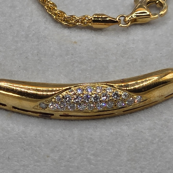 Extremely Rare 18K Gold & Diamond Movado Bar Necklace