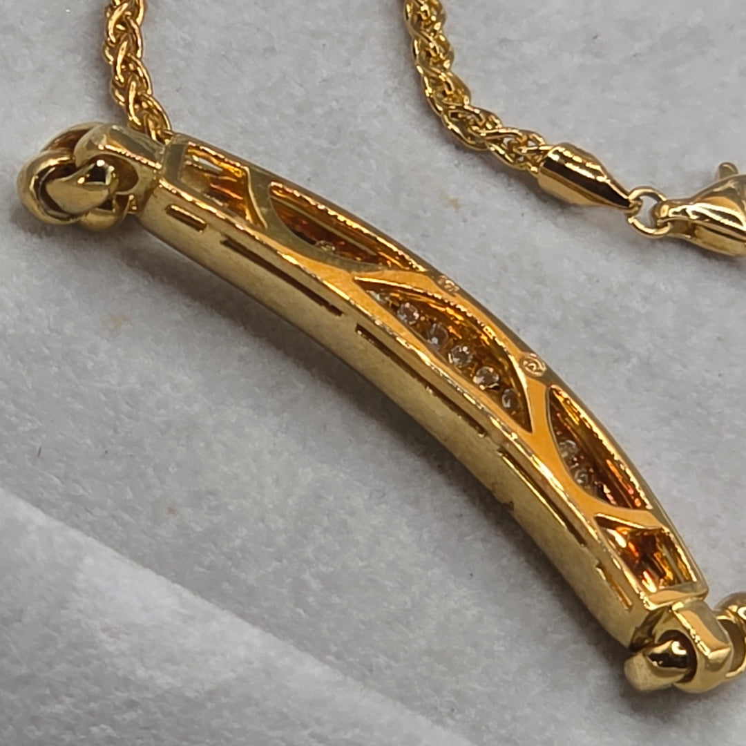 Extremely Rare 18K Gold & Diamond Movado Bar Necklace