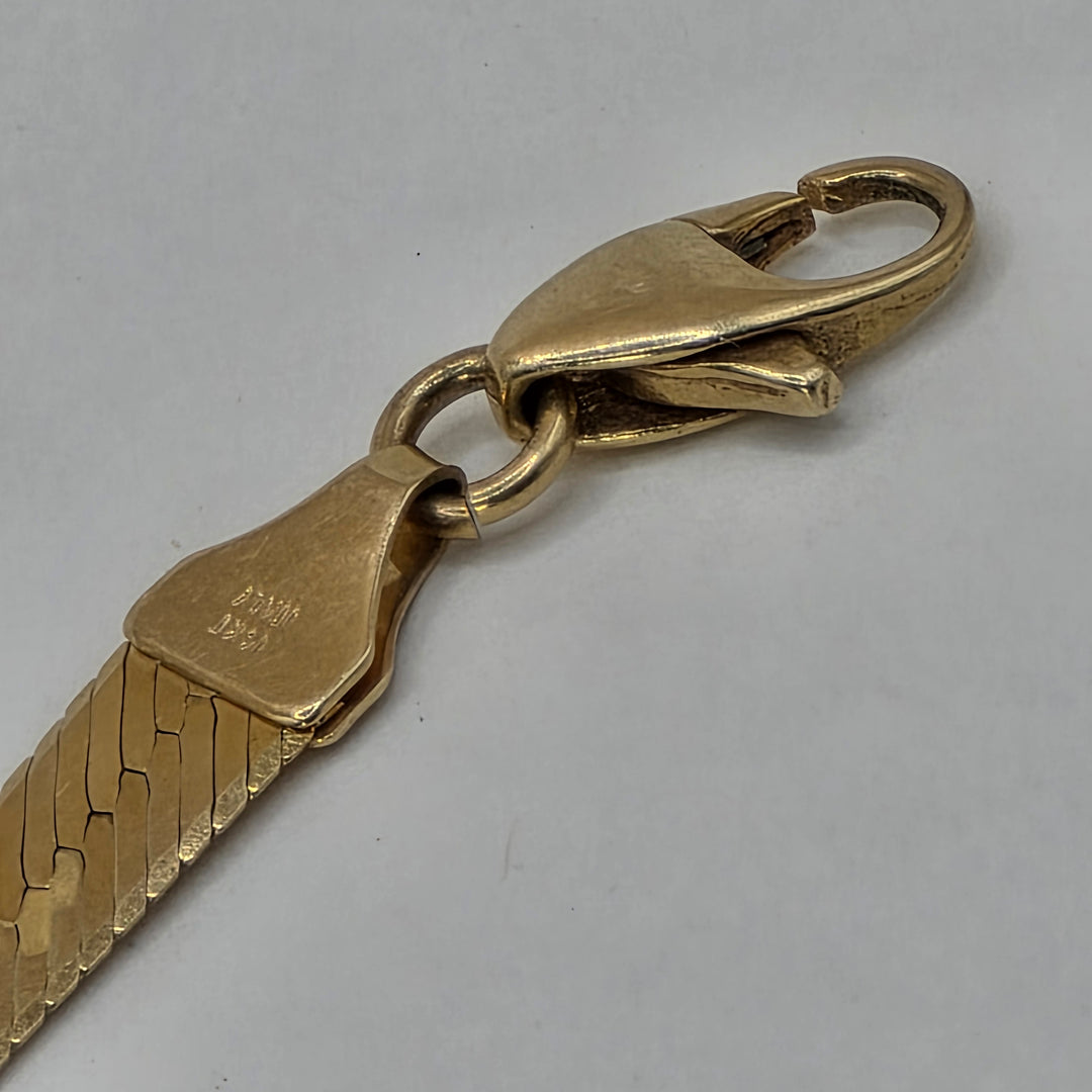 14K Gold Flat Herringbone Link Bracelet