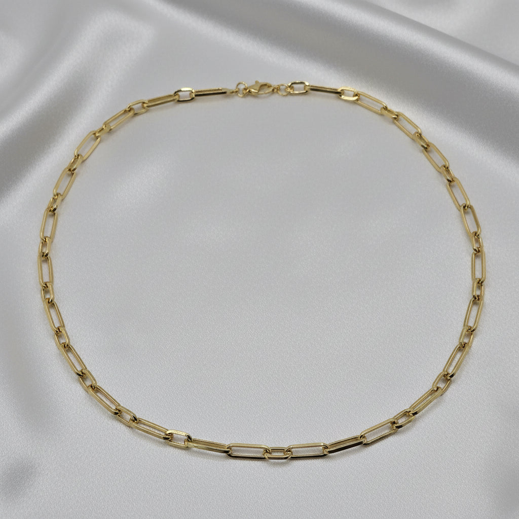 14K Gold QGI Long Mixed Link Necklace