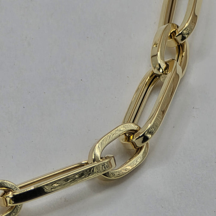 14K Gold QGI Long Mixed Link Necklace