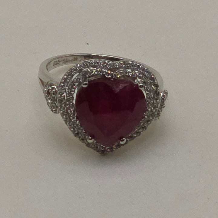 Sterling Silver & Red Heart Topaz Statement Ring