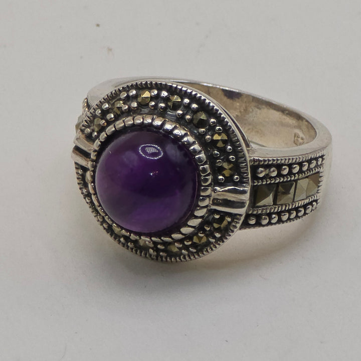 Sterling Silver & Cabochon Amethyst Statement Ring