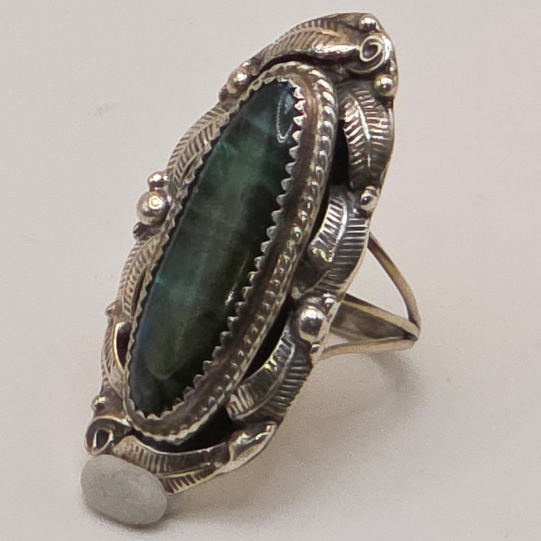 Sterling Silver & Iridescent Abalone Shell North-South Statement Ring