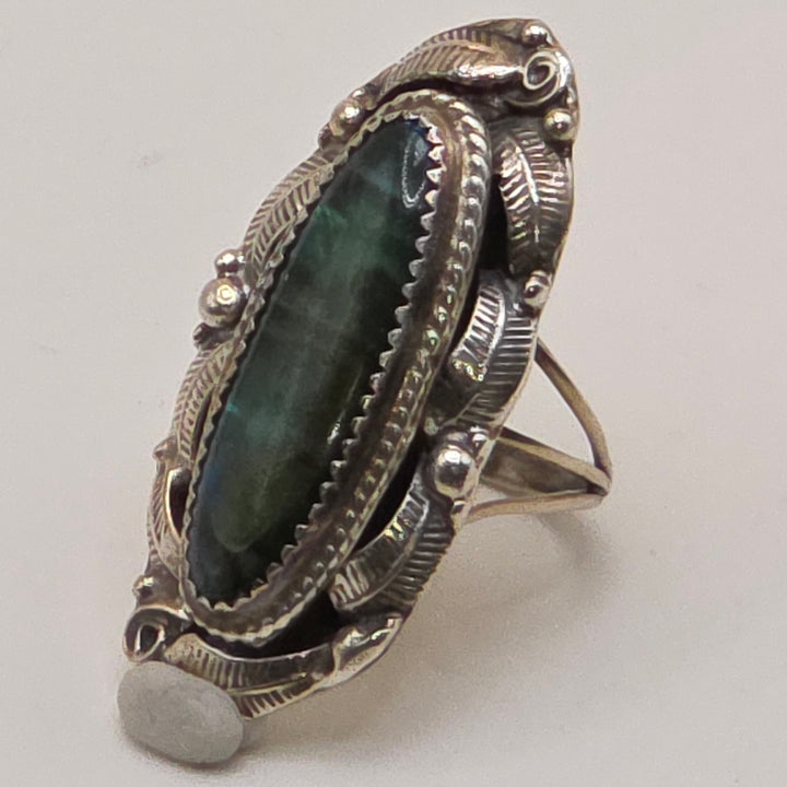 Sterling Silver & Iridescent Abalone Shell North-South Statement Ring