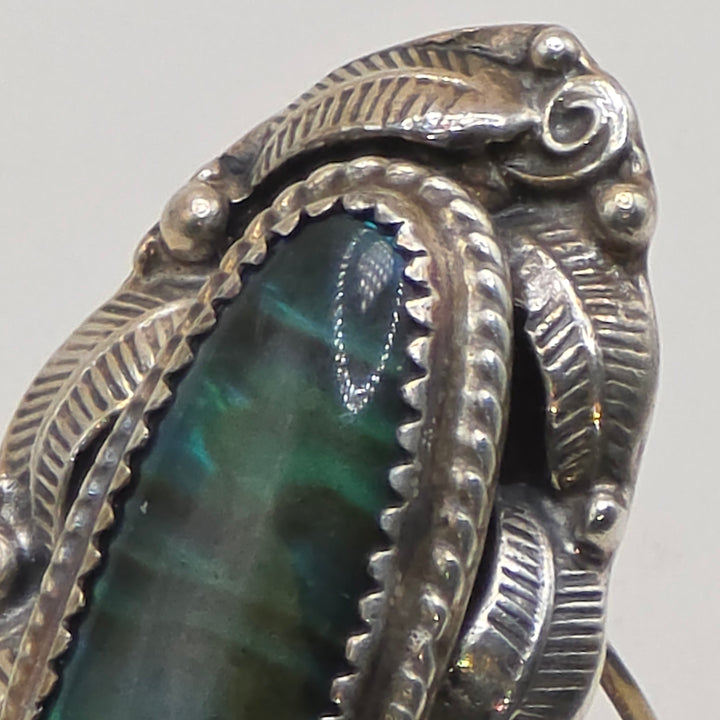 Sterling Silver & Iridescent Abalone Shell North-South Statement Ring