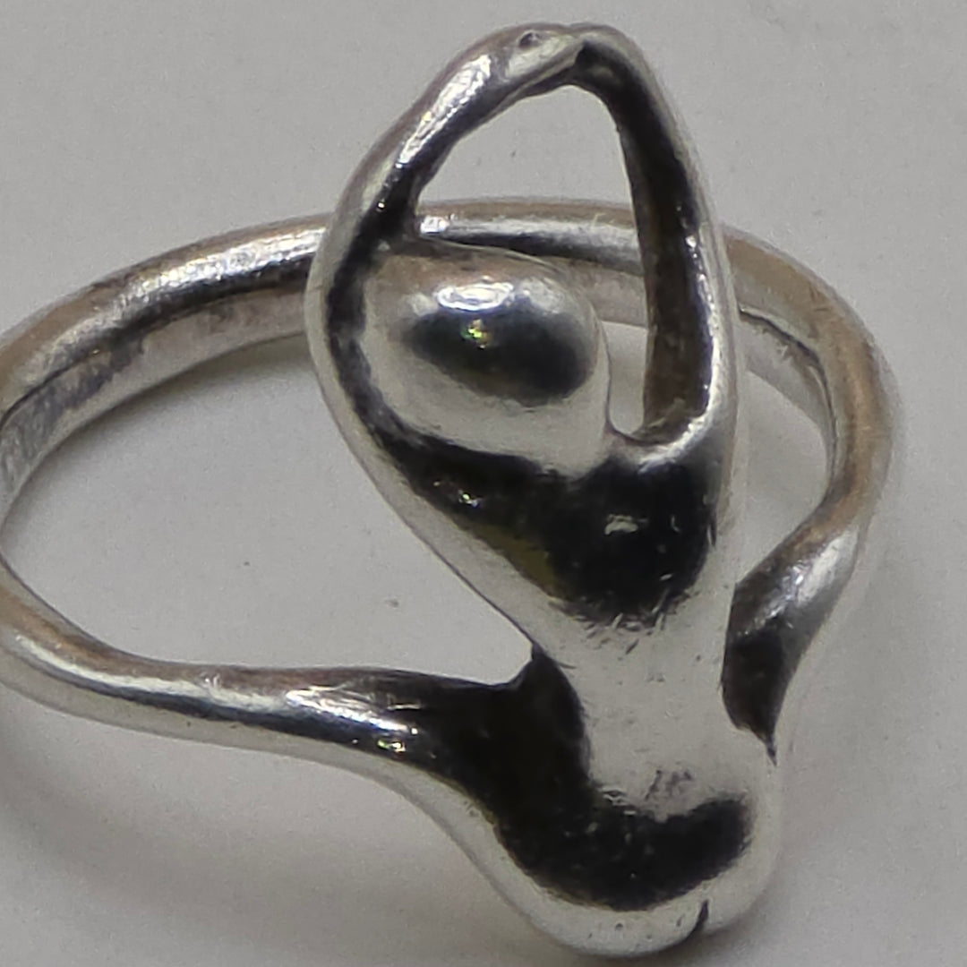 Sterling Silver Abstract Nude Woman Statement Ring