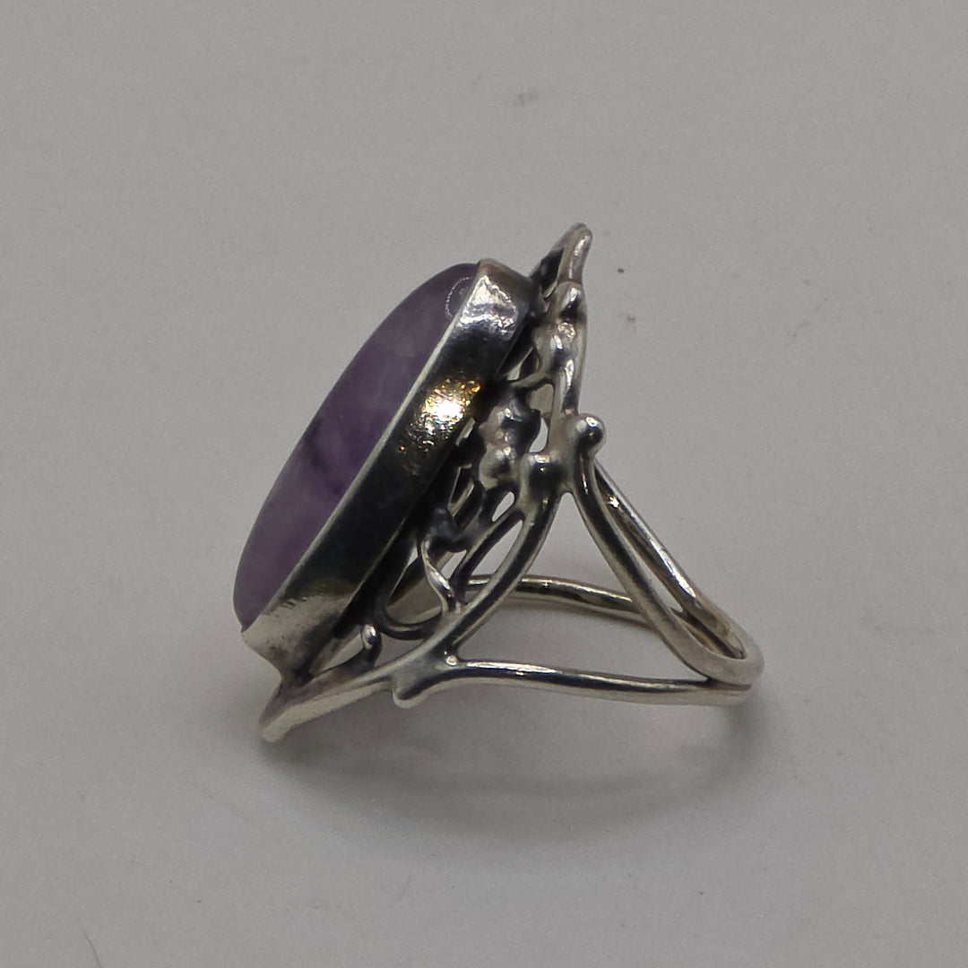 Sterling Silver & Cabochon Amethyst North-South Statement Ring